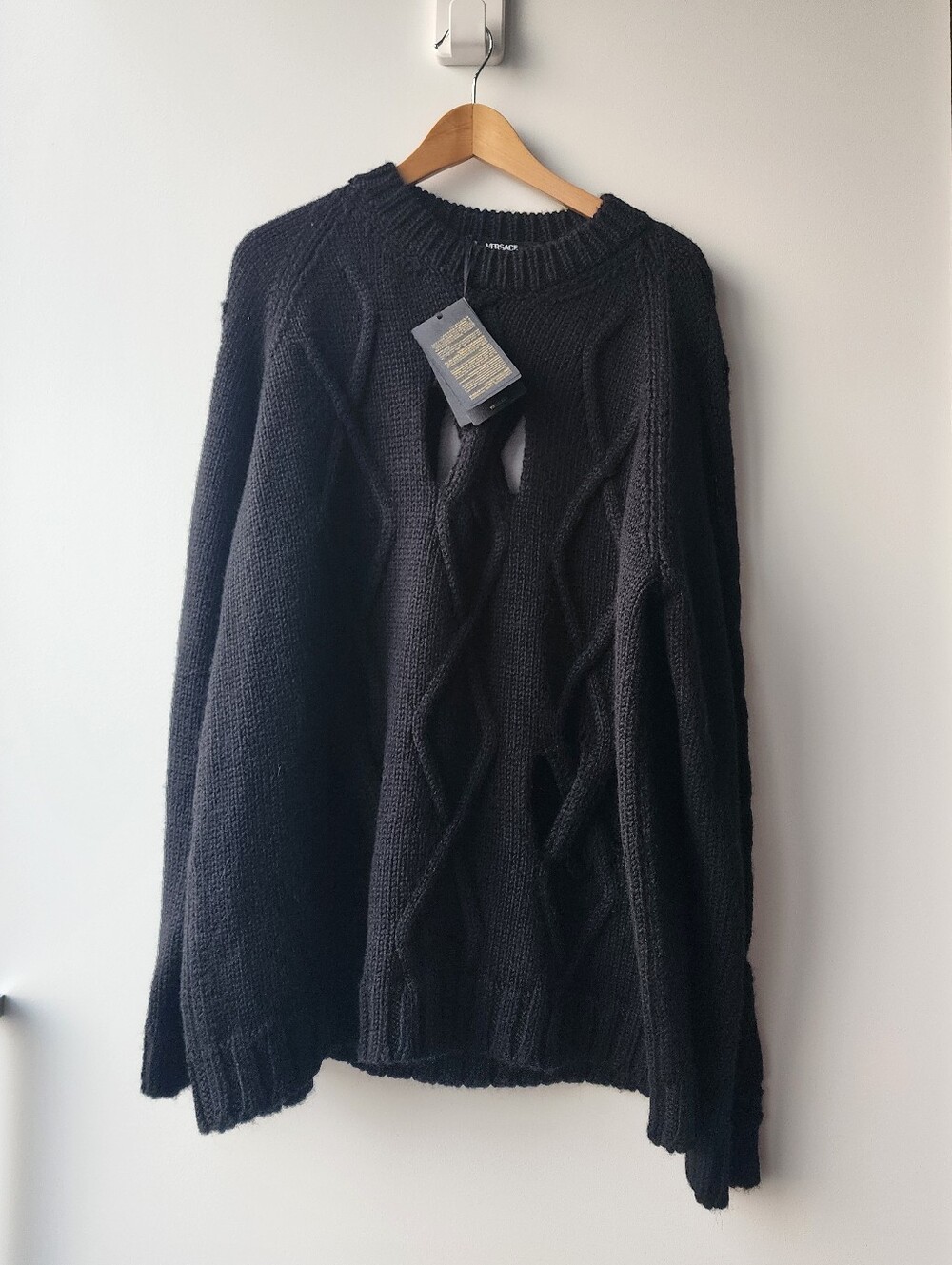 BNWT Versace Alpaca Virgin Wool Cut Out Cable Sweater